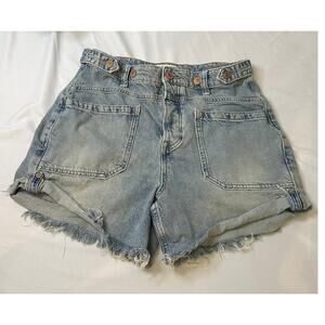 We The Free Free People Denim Cutoff Shorts Distressed Frayed Hem Size 28
